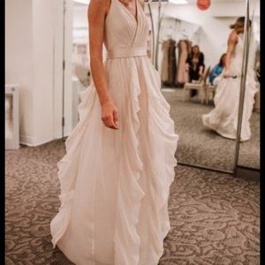 Vera Wang Halter Long dress David’s bridal pink prom dress